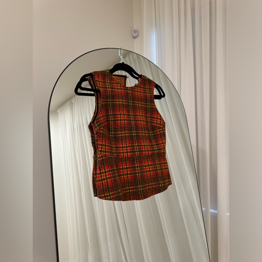 Zara Plaid Peplum Top